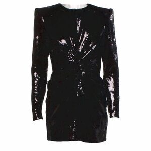 Alex Perry Black Sequin Long Sleeve Dress